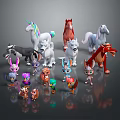 Colorful Stuffed Animal Toys Collection Featuring Unicorn Horse Dog Rabbit And Bird Characters