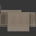 Modern Light Colored Panel Structure Featuring Folded Design Blue Rectangular Section And Green Text Panel