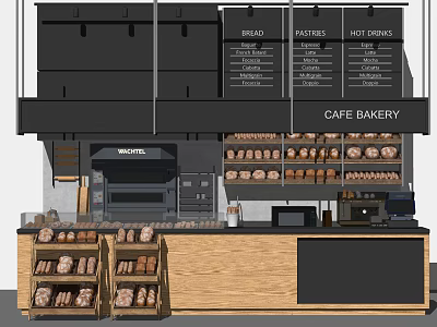 Industrial LOFT Cashier Bakery Coffee Bar Cashier Service Front Desk 3d model
