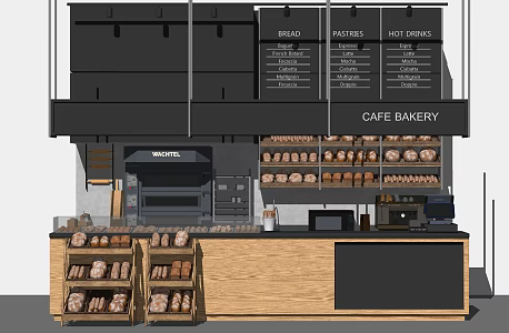 Industrial LOFT Cashier Bakery Coffee Bar Cashier Service Front Desk 3d model