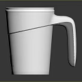 White Cup With Silver Rim Red Yellow Geometric Logo And WATERPLUS GROUP On Dark Background
