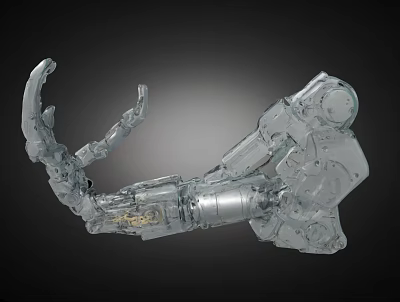 Transparent Mechanical Arm Engineering Design with Detailed Robotic Limb Structure and Components 3d model