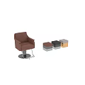 Comfortable Modern Brown Leather Massage Chair With Metal Base And Recline Function 3d model