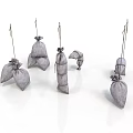 Practical Gray Hanging Household Storage Bags With Drawstring For Home Use 3d model