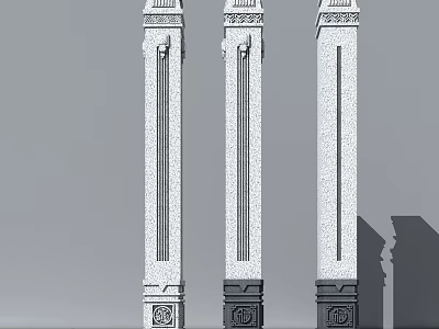 Classical Architectural Columns With Intricate Carvings Decorative Capitals And Ornate Bases 3d model