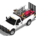 White Functional Pickup Truck Loaded With Various Tools And Equipment 3d model