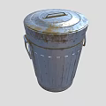 Old Metal Trash Can With Lid Handles And Black Graffiti Design