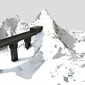 Garden Landscape Featuring Snowy Mountains Stone Bridge And Natural Scenic Elements