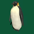 Emperor Penguin With Black And White Feathers And Yellow Neck Patch On Green Background