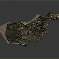 Unique Irregular Shaped Object With Metallic Luster And Rock Texture On Dark Background