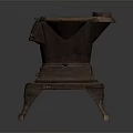 Ornate Vintage Cast Iron Stove With Decorative Details And Antique Style
