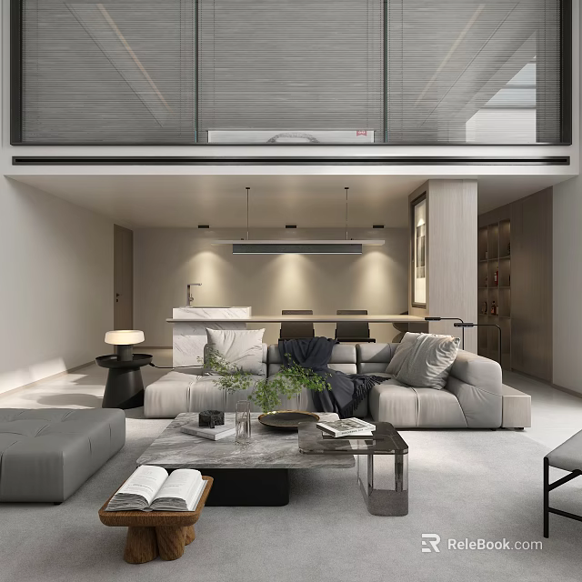 Modern Home Theater Room Interior With Comfortable Sofa Projector Screen And Surround Sound 3d model 