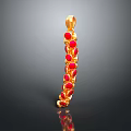 Golden Fashion Pendant Featuring Red Gemstones And Curved Design For Clothing