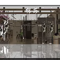 Natural Style Clothing Store Interior with Wooden Decor Mannequins and Green Plants