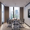 Modern Minimalist Conference Room Lounge With Comfortable Sofa Elegant Wall Art And Practical Wooden Shelves