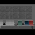 Modern Public Chairs With Colorful Seats And Metallic Frame In Grey Space