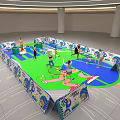 Indoor Children's Activity Area Featuring Colorful Mats People Playing And Cartoon Panels
