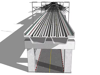 Modern Station Design Featuring Steel Structure Roof Long Platform And Tracks 3d model