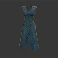 Artistic Blue Dress Sculpture With Elegant Carved Design And Flowing Form