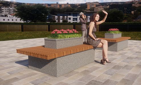 Modern outdoor chair garden sketch landscape seat park bench 3d model