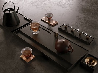 Chinese Minimalist Tea Set Combination 3d model