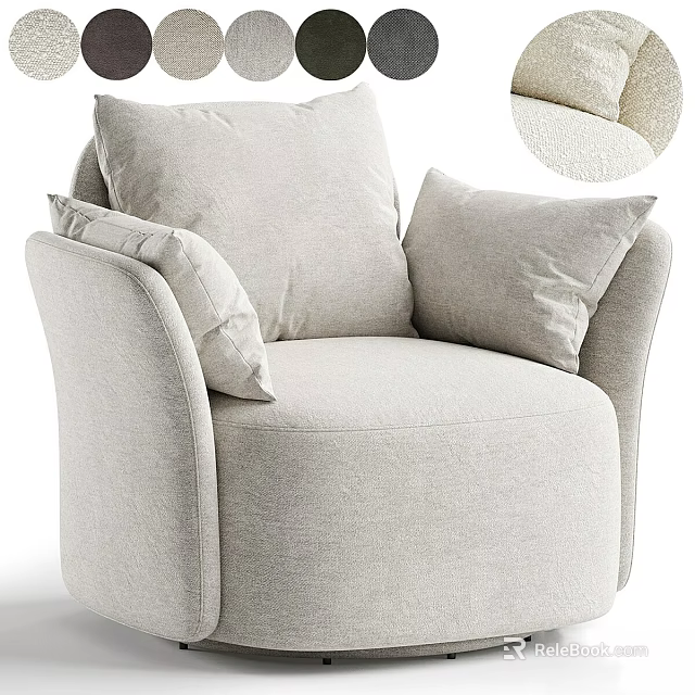 Single Sofa For Living Room With Neutral Tone Soft Pillows And Modern Textured Fabric 3d model 