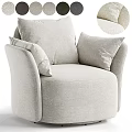 Single Sofa For Living Room With Neutral Tone Soft Pillows And Modern Textured Fabric