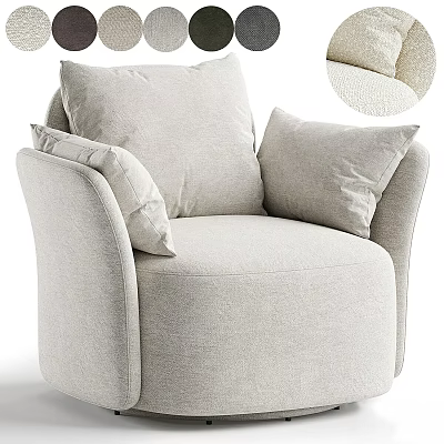 Single Sofa For Living Room With Neutral Tone Soft Pillows And Modern Textured Fabric 3d model