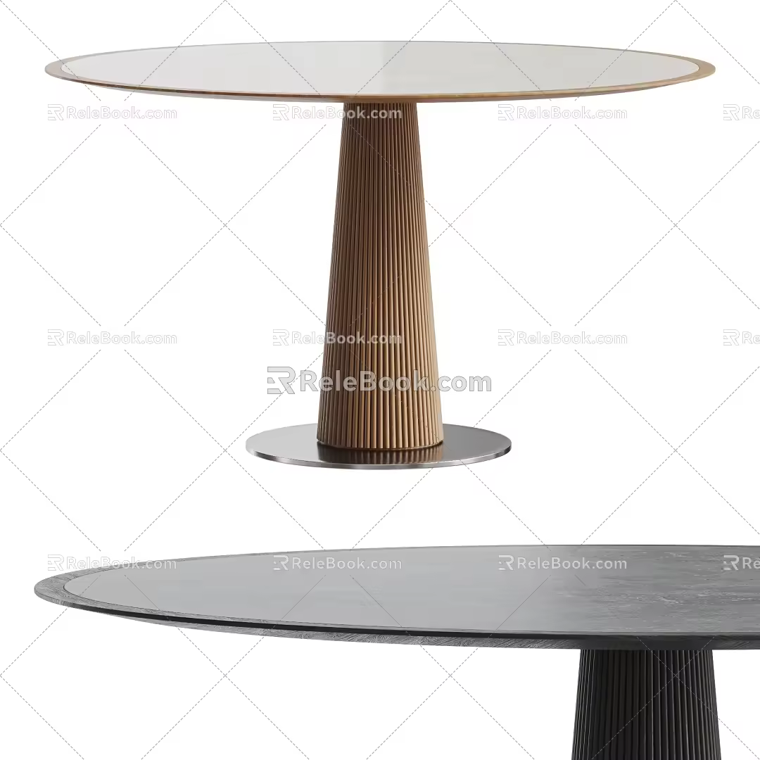 Middle Ancient Round Dining Table Nordic Dining Table Log Wind Dining Table Solid Wood Dining Table Rock Plate Dining Table 3d model