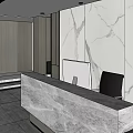 Modern Reception Area With Glass Walls Marble Backdrop And Front Desk Design