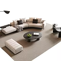 L shaped Sofa and Coffee Table Set with Decorative Pillows Green Plant and Accent Chair