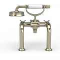 Vintage Industrial Brass Faucet With Elegant Pipe Structure And Decorative Knobs 3d model