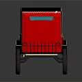 Classic Red Vintage Car With Blue Windows Black Roof Red Spoked Wheels And Ornate Design