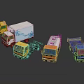 Colorful Toy Truck Models With Various Designs And Types On