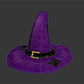 Purple Witch Hat With Black Belt Gold Buckle And Leaf Decorations