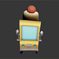 Yellow Mobile Food Truck With Large Hot Dog On Roof For Street Food Service