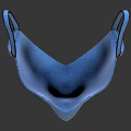Blue Protective Face Mask With Elastic Ear Loops On Dark Surface 3d model