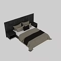 Elegant Modern Double Bed With Upholstered Headboard Nightstands And Gray Bedding 3d model