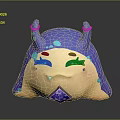 Cute Blue Purple Game Movie Character With Mushroom Head And Diamond Center
