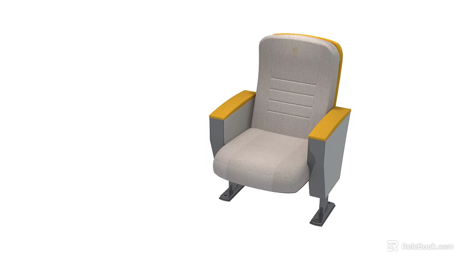 Gray Fabric Public Chair With Yellow Armrests And Striped Backrest Design 3d model 