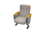 Gray Fabric Public Chair With Yellow Armrests And Striped Backrest Design