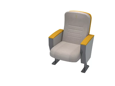 Gray Fabric Public Chair With Yellow Armrests And Striped Backrest Design 3d model