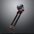Bioinspired Robot Character With Spherical White Head And Red Mechanical Legs Design