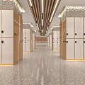 Modern Locker Room Interior With Wooden Lockers Marble Floor And Elegant Decor