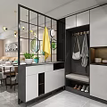 Modern Living And Dining Room With Beige Sofa Round Coffee Tables And Marble TV Wall