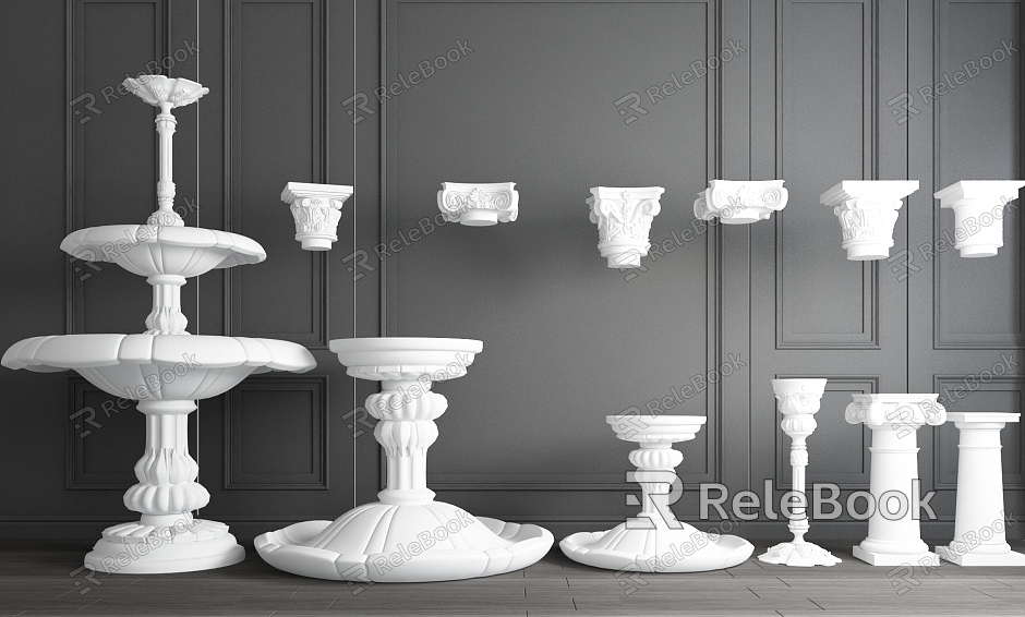 European Roman Column Roman Gypsum Column Flower Pond Fountain model