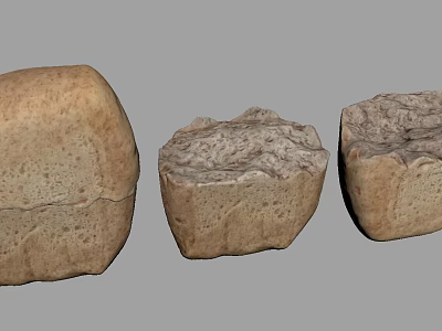 Homemade Bread Varieties with Textured Surfaces and Light Brown Crust in Various Shapes 3d model