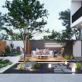 Modern courtyard villa courtyard view 3d model