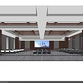 Modern Conference Room Interior With Wooden Ceiling Lighting And Oil Pumps Background