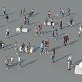 Many People Enjoying Outdoor Activities In Public Square Relaxing Walking And Cycling Together